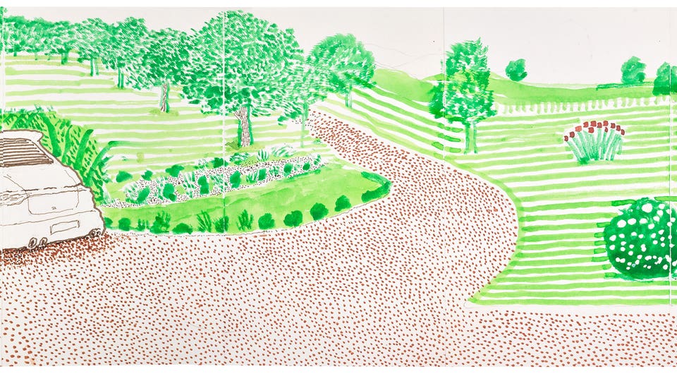 David Hockney Autour de la maison, été (Around the House, Summer)