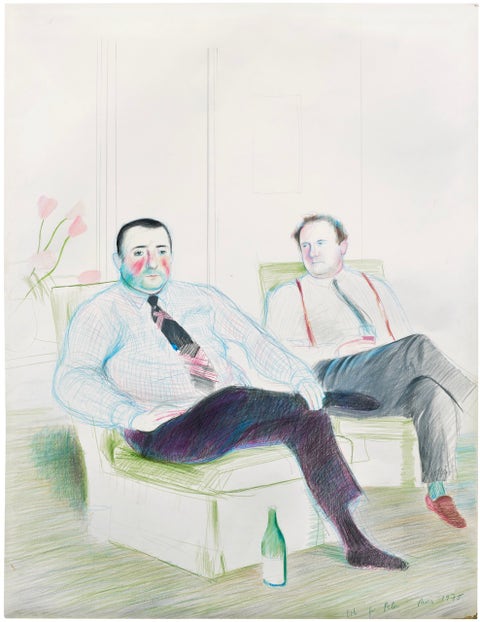 David Hockney Portrait of Peter Langan and Jean-Marc Moussis. Phillips Modern & Contemporary Art Evening Sale Auction London October 2026.