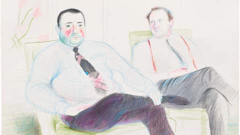 David Hockney Portrait of Peter Langan and Jean-Marc Moussis. Phillips Modern & Contemporary Art Evening Sale Auction London October 2026.