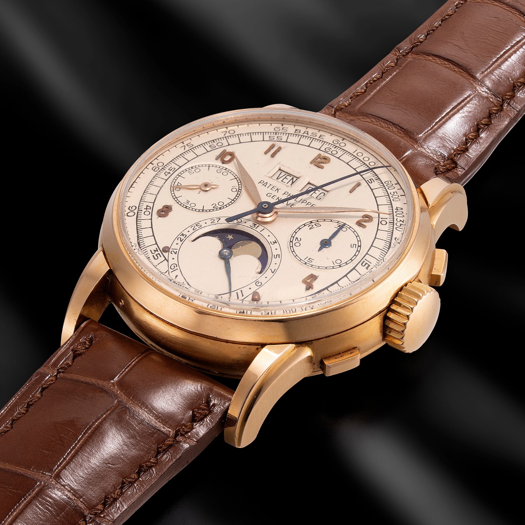 An exceptionally rare Patek Philippe Ref. 2499 First Series in pink gold, which achieved HK$80,370,000/ US$10,255,212 at the The Hong Kong Watch Auction: XXII