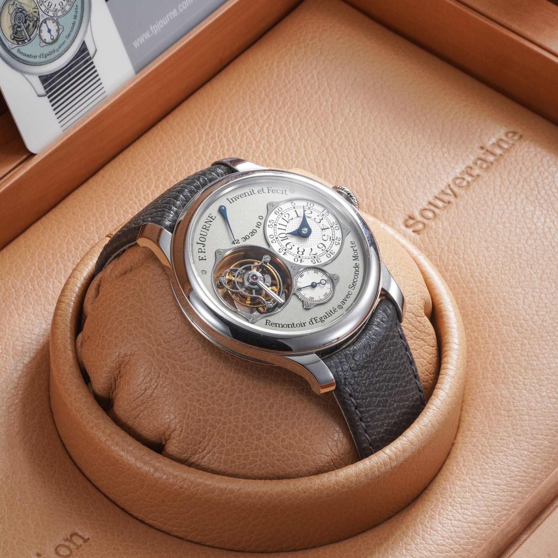 Lot 82: A 2007 F.P. Journe Tourbillon Souverain Remontoir d’Égalité avec Seconde Morte in platinum, included in the Phillips Geneva Sessions, Fall 2026, Online Auction. Estimate: CHF 200,000–400,000