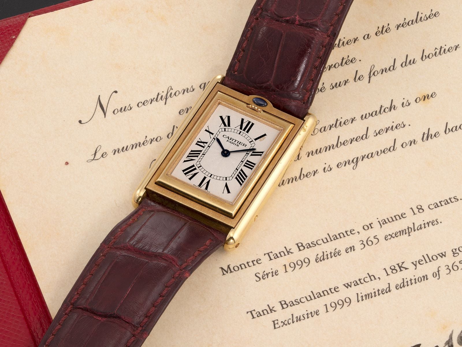 Lot 8100: A circa 1999 Cartier Tank Basculante Millennium Edition CPCP Ref. 2391 in 18k yellow gold, included in the Phillips Hong Kong Sessions, Fall 2026. Estimate: HKD $40,000–80,000