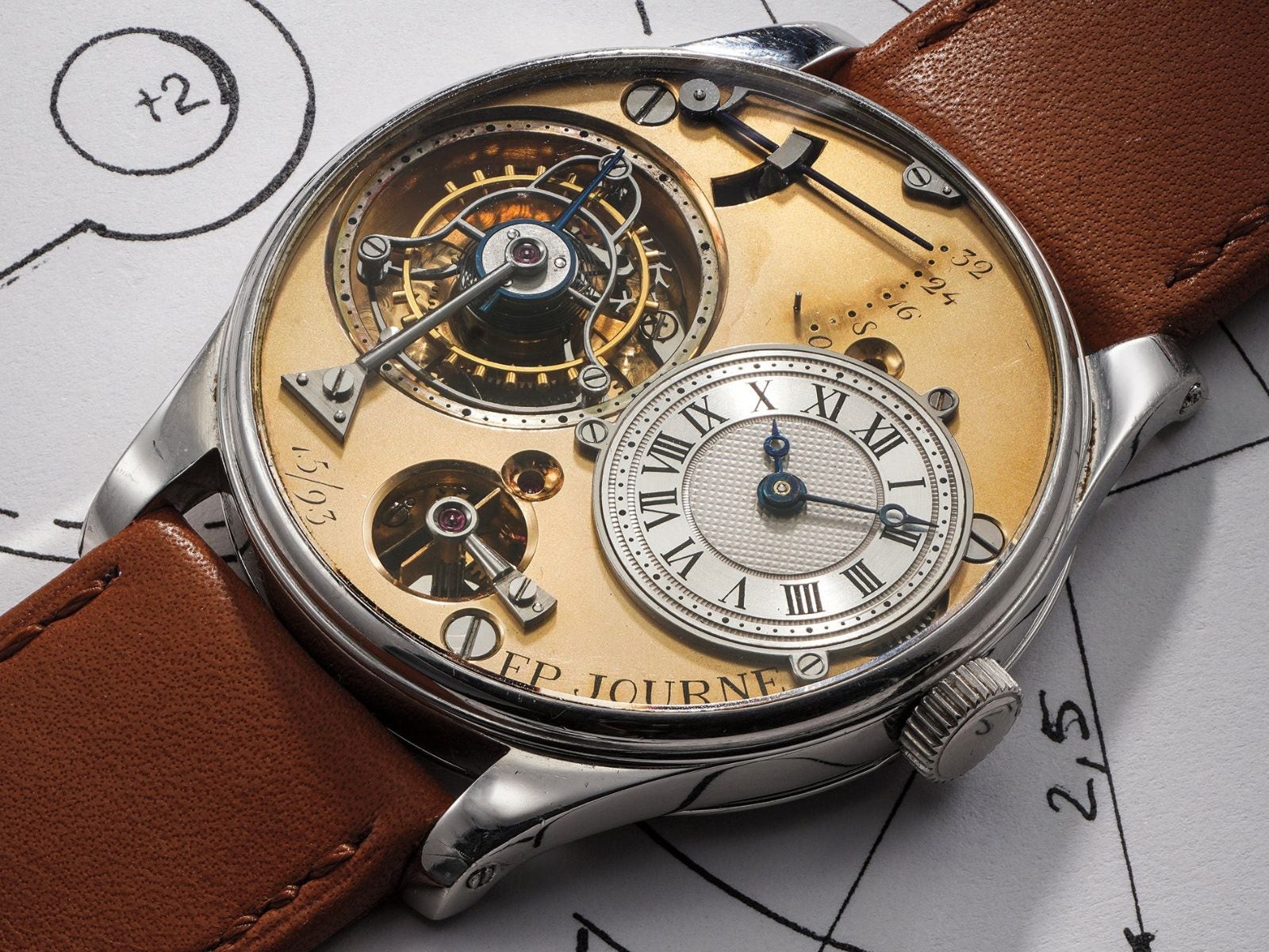 F.P. Journe Tourbillon à Remontoire d’Égalité 15/93, made in 1993 – Journe’s second wristwatch and the first he ever sold, following his original 11/91 tourbillon wristwatch.