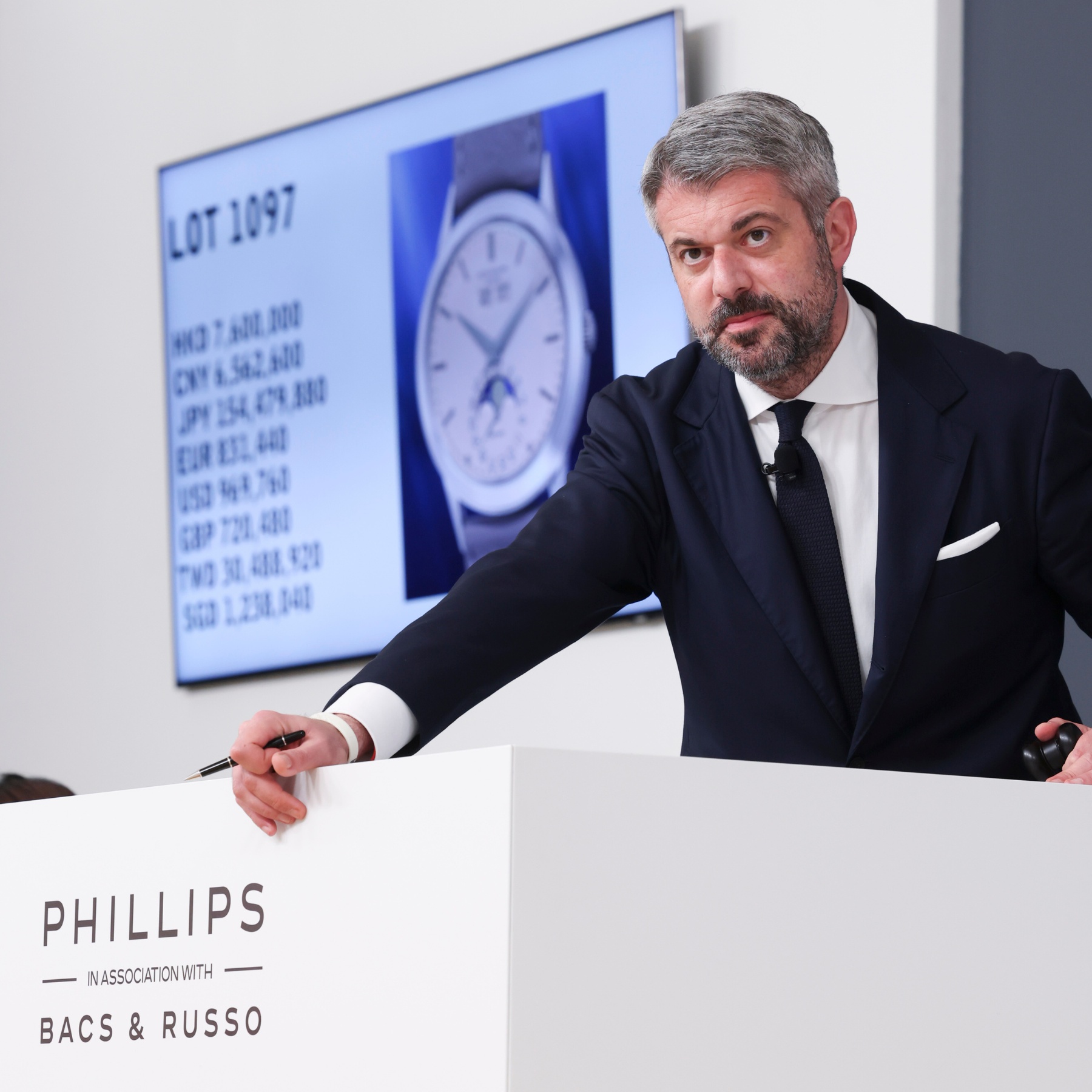 Thomas Perazzi, Head of Watches, Asia, Phillips during the The Hong Kong Watch Auction: XXII