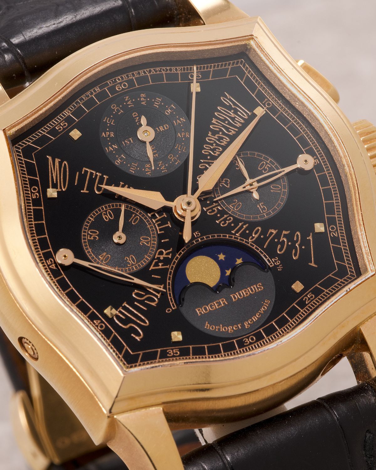 Lot 8043: A circa 1998 Roger Dubuis Sympathie Bi-Retrograde Perpetual Calendar Ref. S37 5637 5 in 18k pink gold, included in the Phillips Hong Kong Sessions, Fall 2026. Estimate: HKD $150,000–300,000
