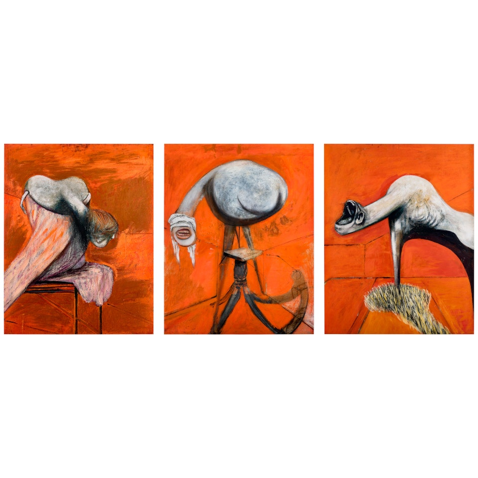 Francis Bacon, Three Studies for Figures at the Base of a Crucifixion, Phillips Editions Auction in London.