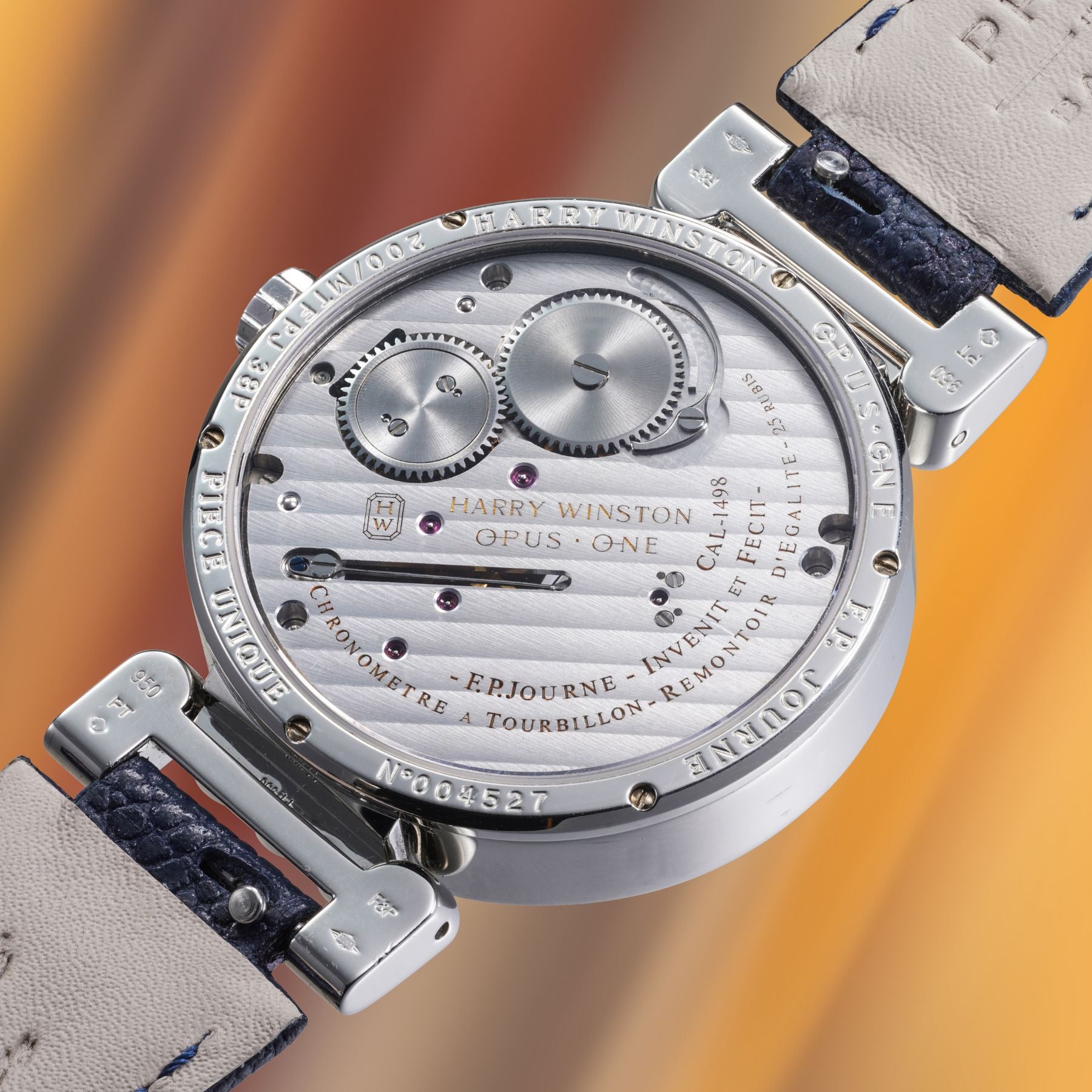 Lot 107: A 2001 Harry Winston and F.P. Journe Opus One Tourbillon Ref. 200/MTFPJ38P in platinum, included in The Geneva Watch Auction XXIV. Estimate: CHF 400,000–800,000