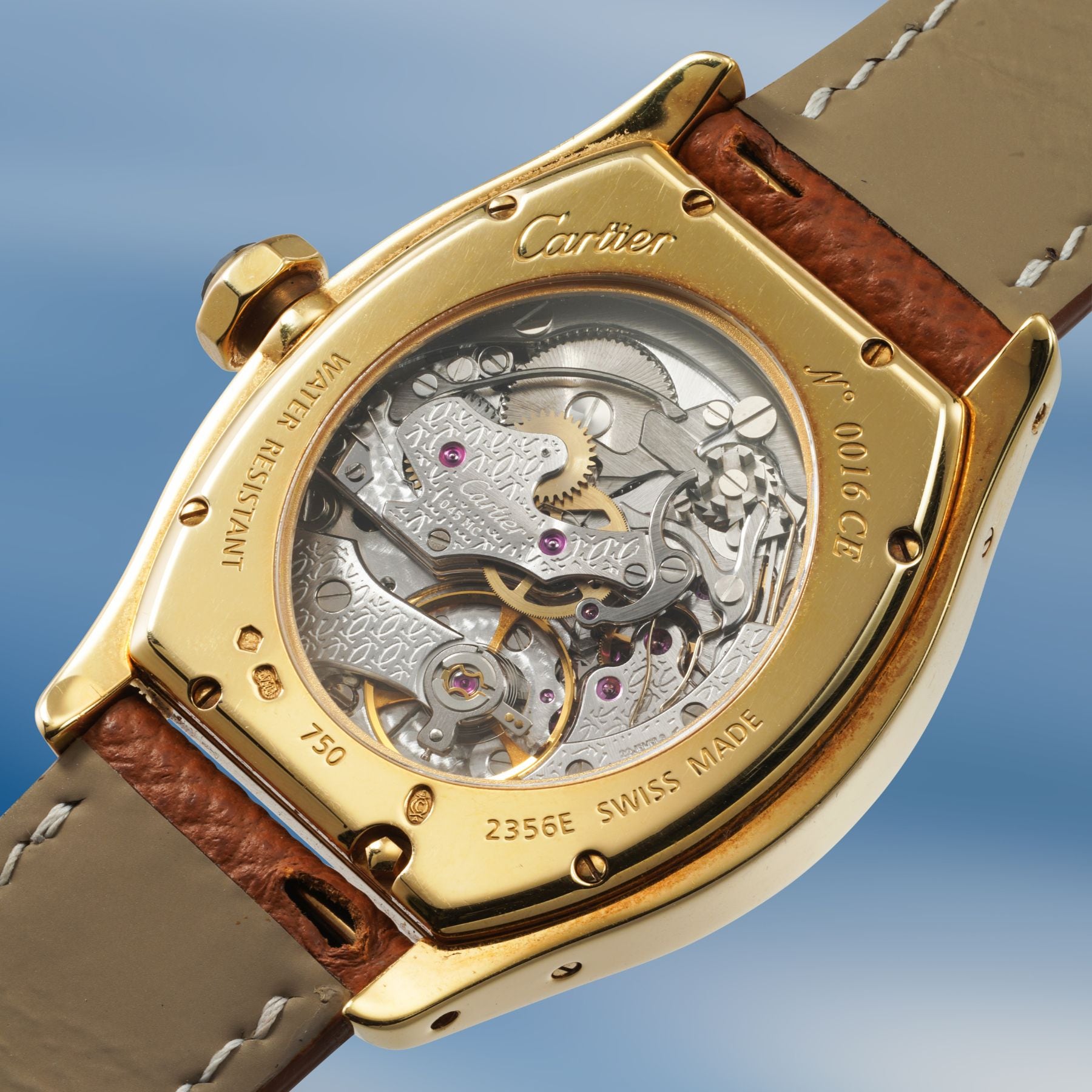 Lot 83: A circa 2000 Cartier Tortue Monopoussoir CPCP Ref. 2356E in 18k yellow gold, included in The Geneva Watch Auction XXIV. Estimate: CHF 20,000–40,000