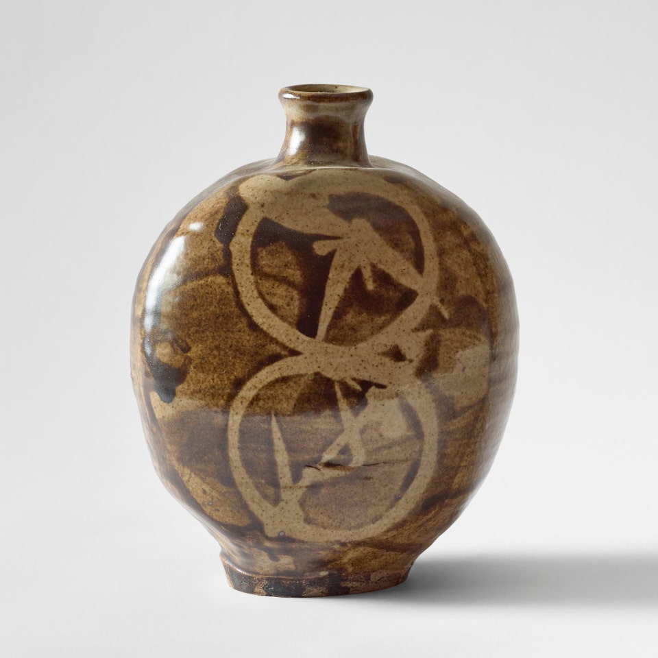 Shoji Hamada Flattened Vase, 1950s