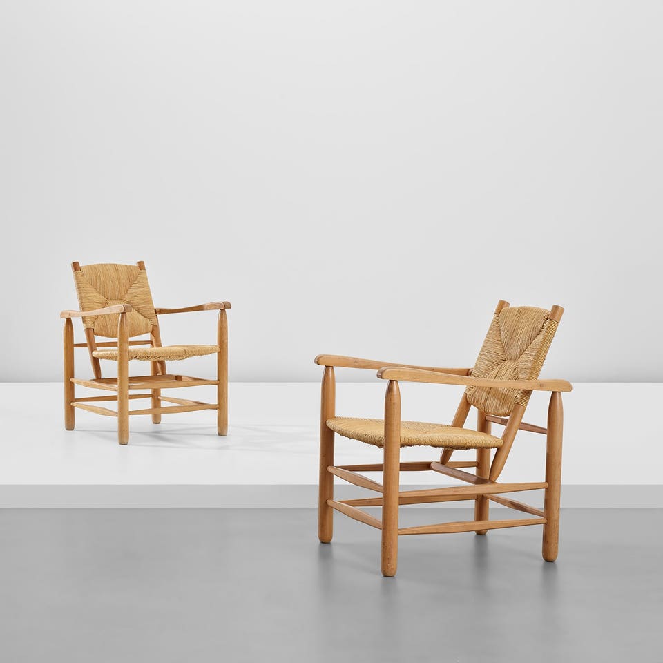 Charlotte Perriand Pair of armchairs, model no. 21