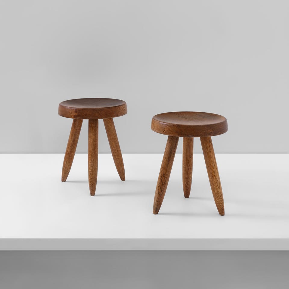 Charlotte Perriand Pair of high 'Berger' stools
