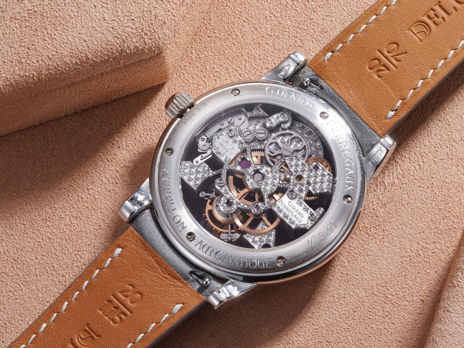 Lot 14: A circa 2000, skeletonized Girard-Perregaux Three bridges in platinum, included in the Phillips Geneva Sessions, Fall 2026, Online Auction. Estimate: CHF 20,000–40,000