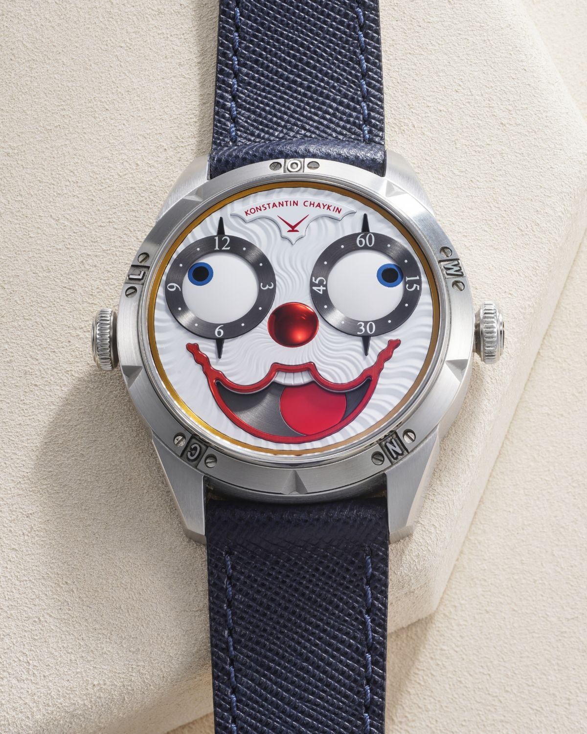 Lot 76: A 2020 Konstantin Chaykin Clown II Audacity in stainless steel, numbered 35 of a limited edition of 88 pieces, included in the Phillips Geneva Sessions, Fall 2026, Online Auction. Estimate: CHF 15,000–30,000