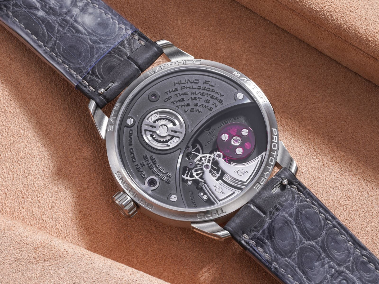 Lot 59: A 2024 Behrens × Qian Guo Biao Kung Fu Prototype in titanium, included in the Phillips Geneva Sessions, Fall 2026, Online Auction. Estimate: CHF 6,000–12,000		