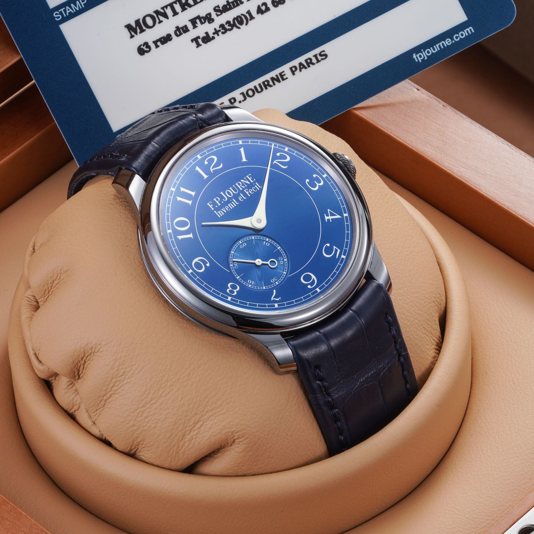 Lot 37: A 2021 F.P. Journe Chronomètre Bleu in tantalum, included in the Phillips Geneva 