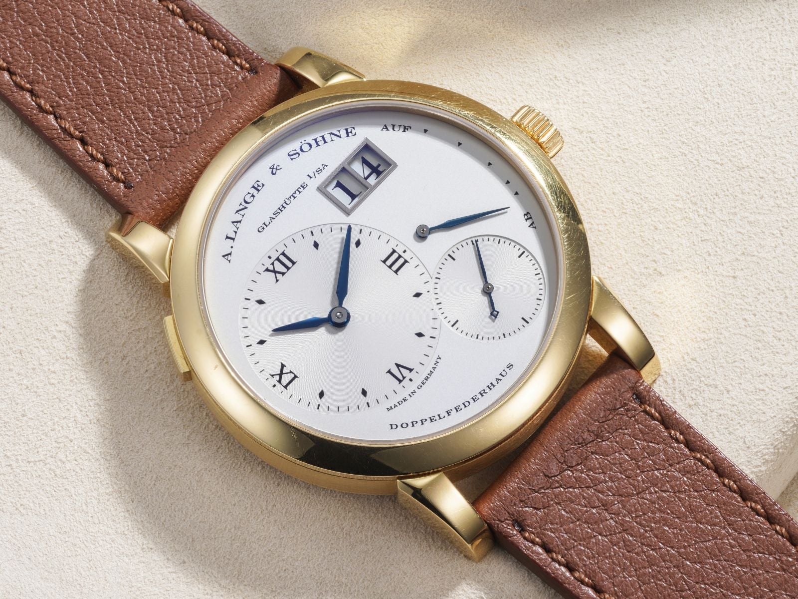 Lot 72: A 1995 A. Lange & Söhne Lange 1 in 18k yellow gold, included in the Phillips Geneva Sessions, Fall 2026, Online Auction. Estimate: CHF 23,000–50,000   	
