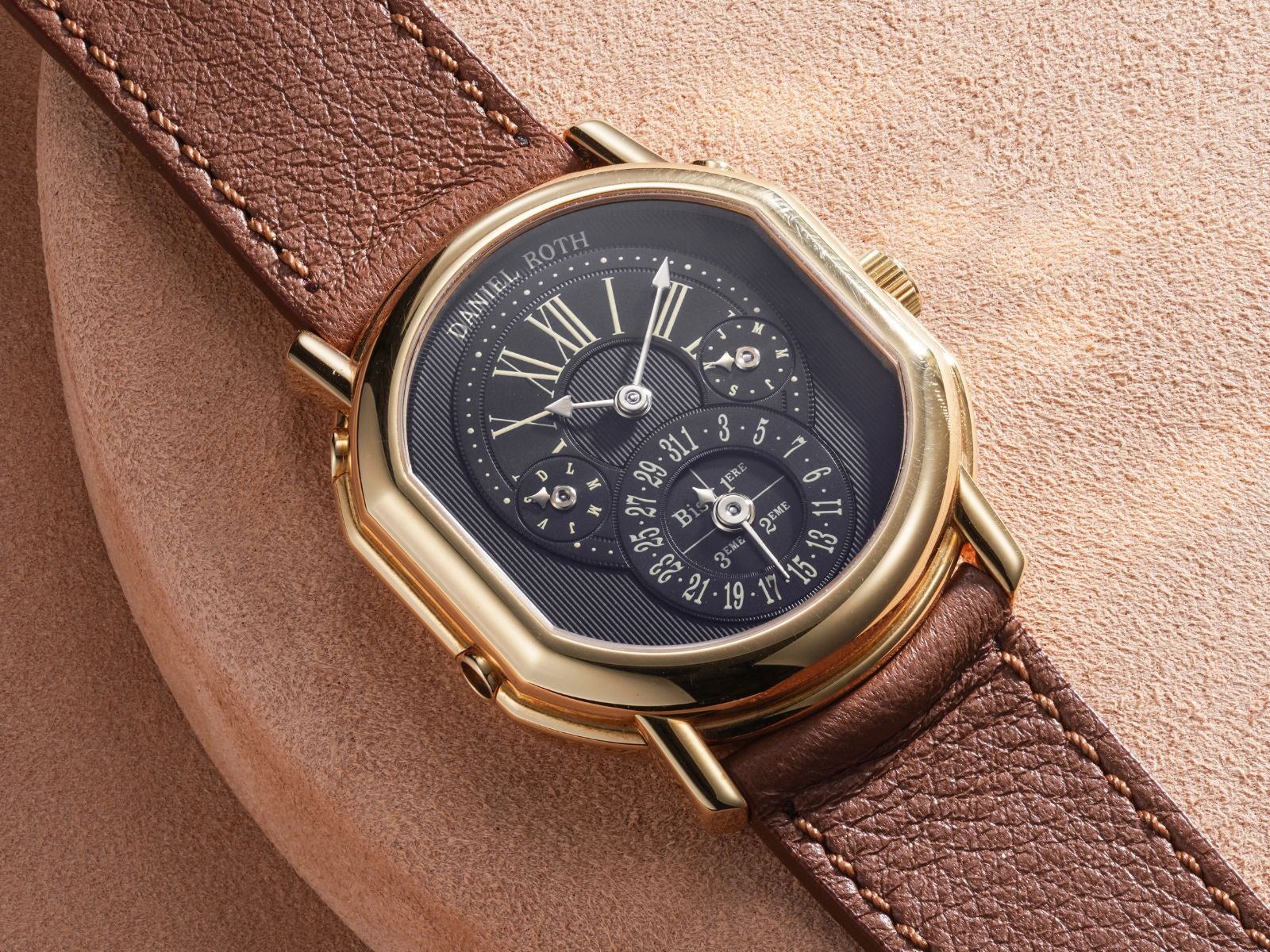 Lot 9: A circa 1994 Daniel Roth Perpetual Calendar 2117 in 18k pink gold, included in the Phillips Geneva Sessions, Fall 2026, Online Auction. Estimate: CHF 30,000–60,000