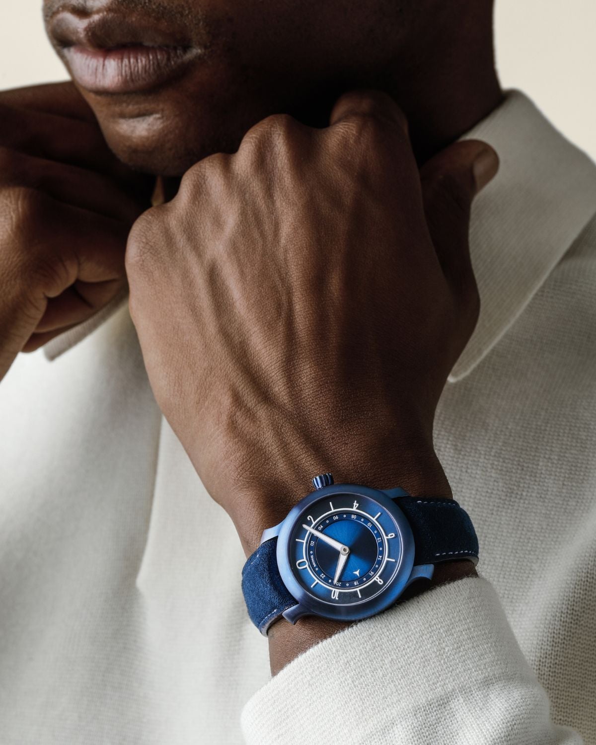 Lot 73: A 2018 Ming Ultra Blue, one of a 25-piece limited edition in heat-blued titanium, included in the Phillips Geneva Sessions, Fall 2026, Online Auction. Estimate: CHF 2,000–4,000