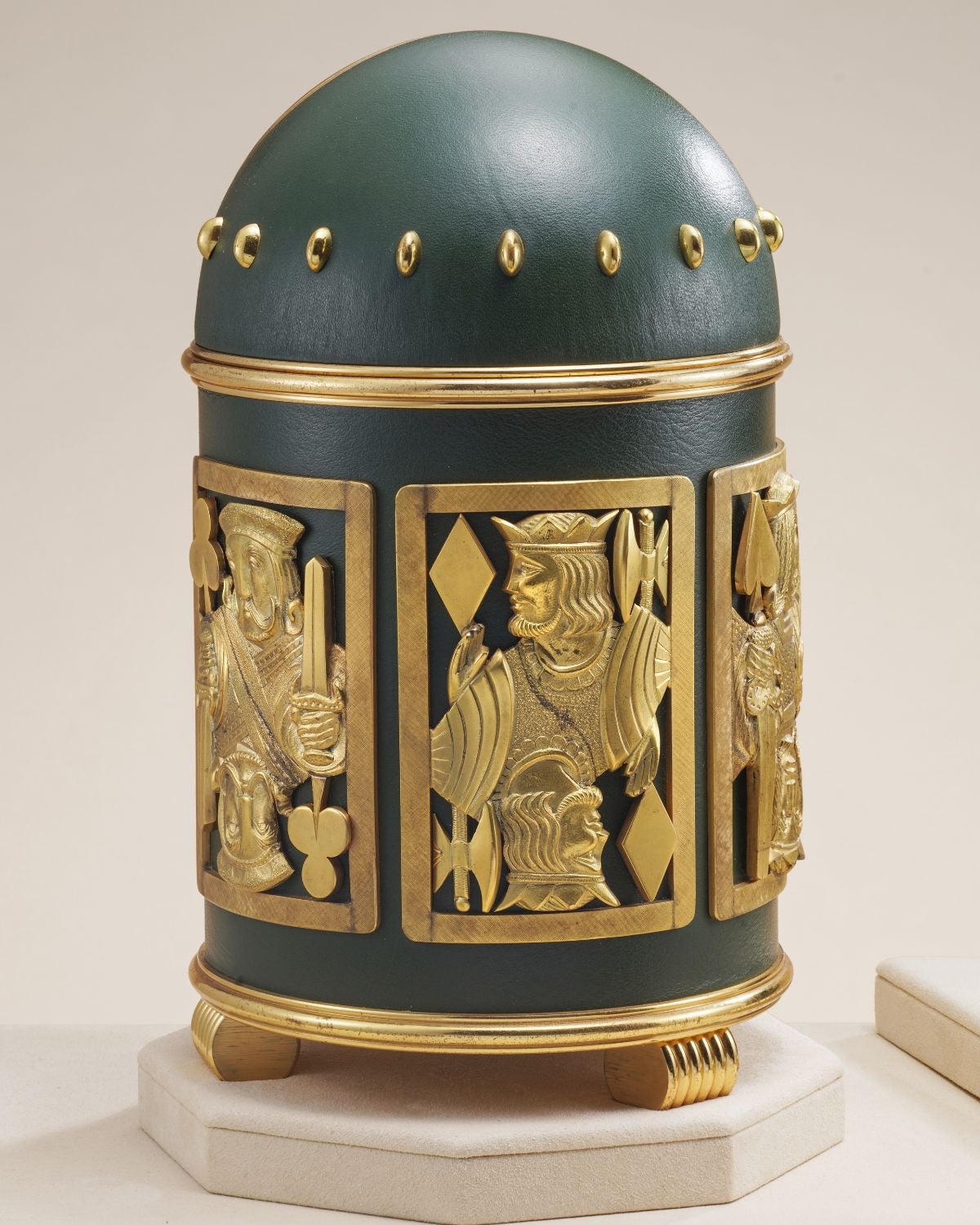 Lot 10: A 1965 Patek Philippe Ref. 725 “Bridge Cards” Dome Clock in gilt brass and green leather, included in the Phillips Geneva Sessions, Fall 2026, Online Auction. Estimate: CHF 40,000–80,000