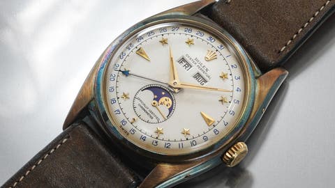Lot 129: A circa 1952 Rolex Ref. 6062 “Stelline” in 18k yellow gold, included in The Geneva Watch Auction XXIV. Estimate: In excess of CHF 600,000