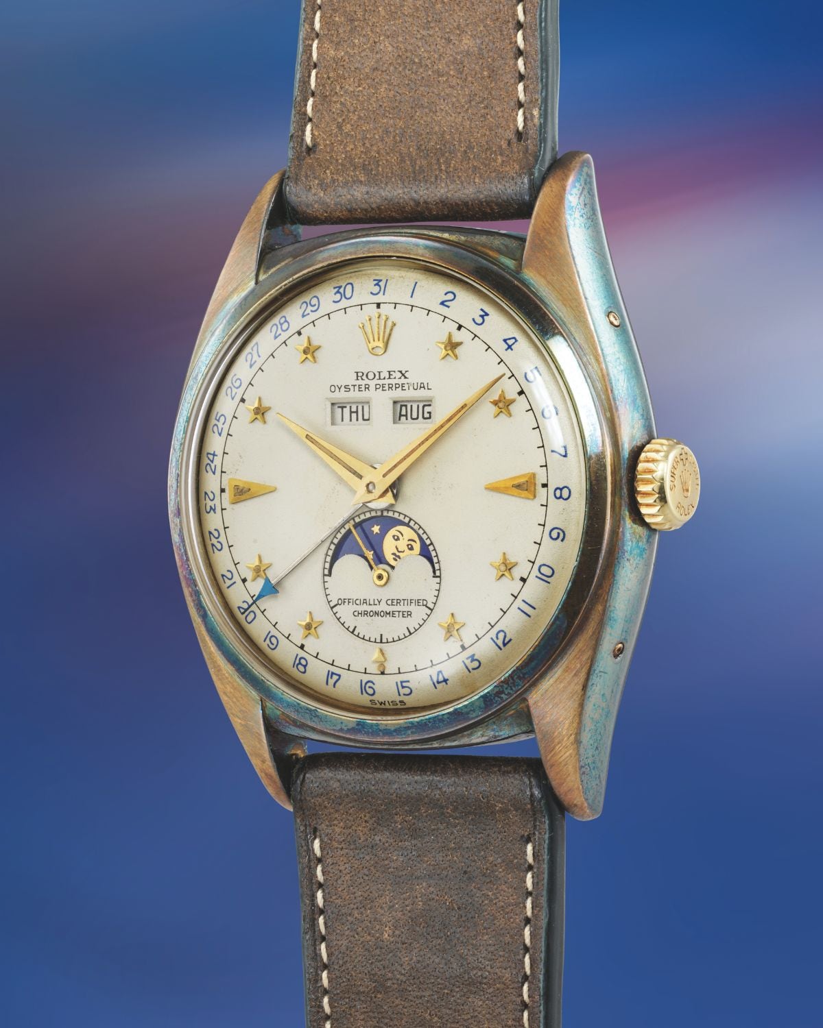 Lot 129: A circa 1952 Rolex Ref. 6062 “Stelline” in 18k yellow gold, included in The Geneva Watch Auction XXIV. Estimate: In excess of CHF 600,000
