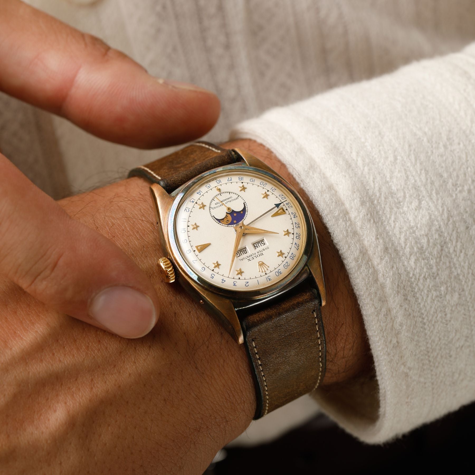 Lot 129: A circa 1952 Rolex Ref. 6062 “Stelline” in 18k yellow gold, included in The Geneva Watch Auction XXIV. Estimate: In excess of CHF 600,000