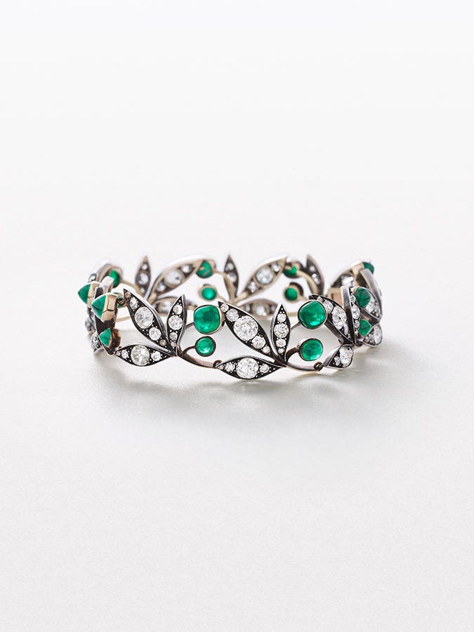 René Lalique, Emerald and diamond bracelet.