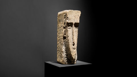AMEDEO MODIGLIANI sculpture titled, Tête from 1911–1912. On offer at auction in New York on November 17 2026 with an estimate of $28,000,000–$35,000,000.