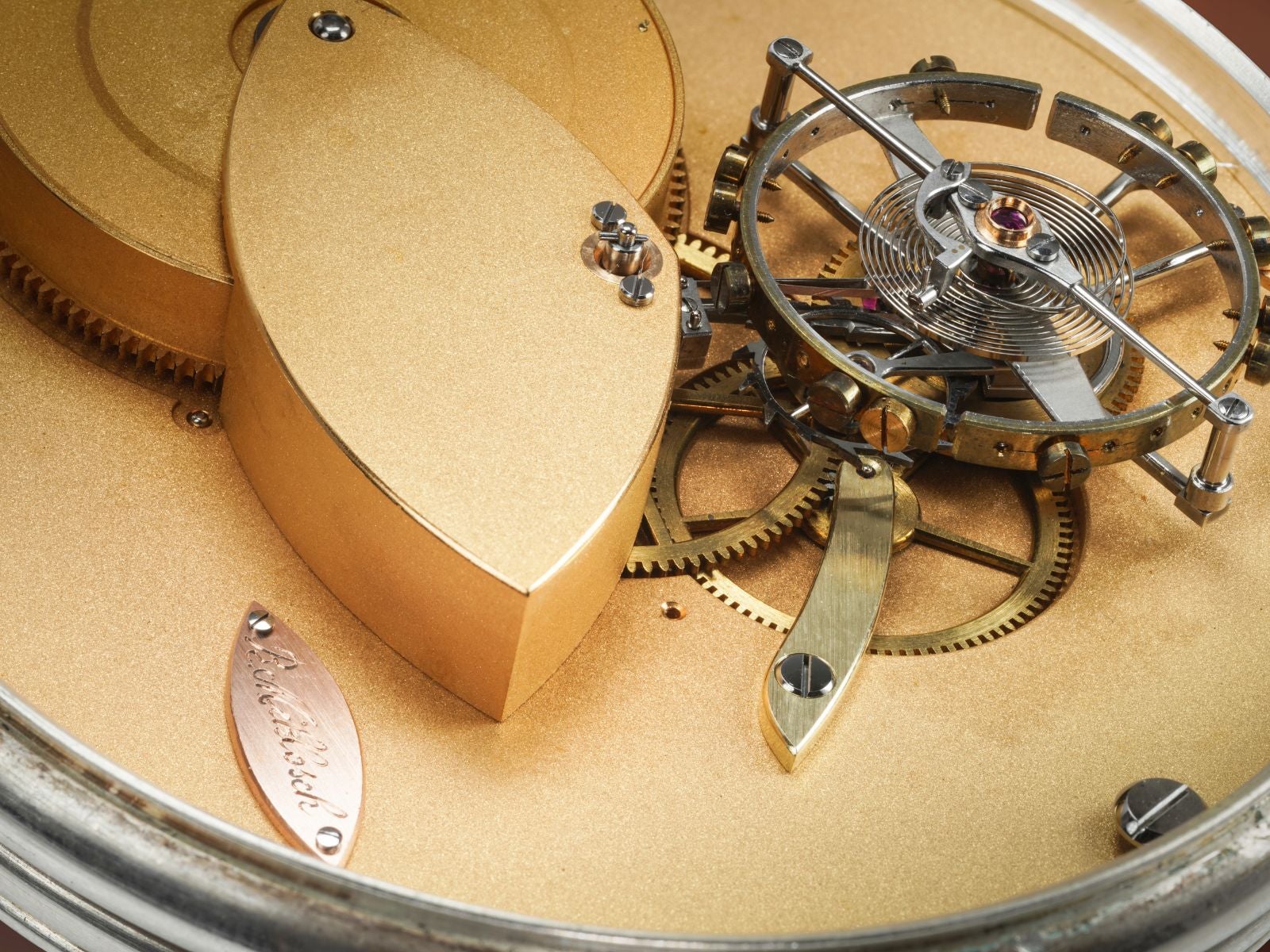 Lot 61: A circa 1985 Richard Miklosch flying tourbillon pocket watch with detent escapement in silver, included in The Geneva Watch Auction XXIV. Estimate: CHF 300,000–600,000