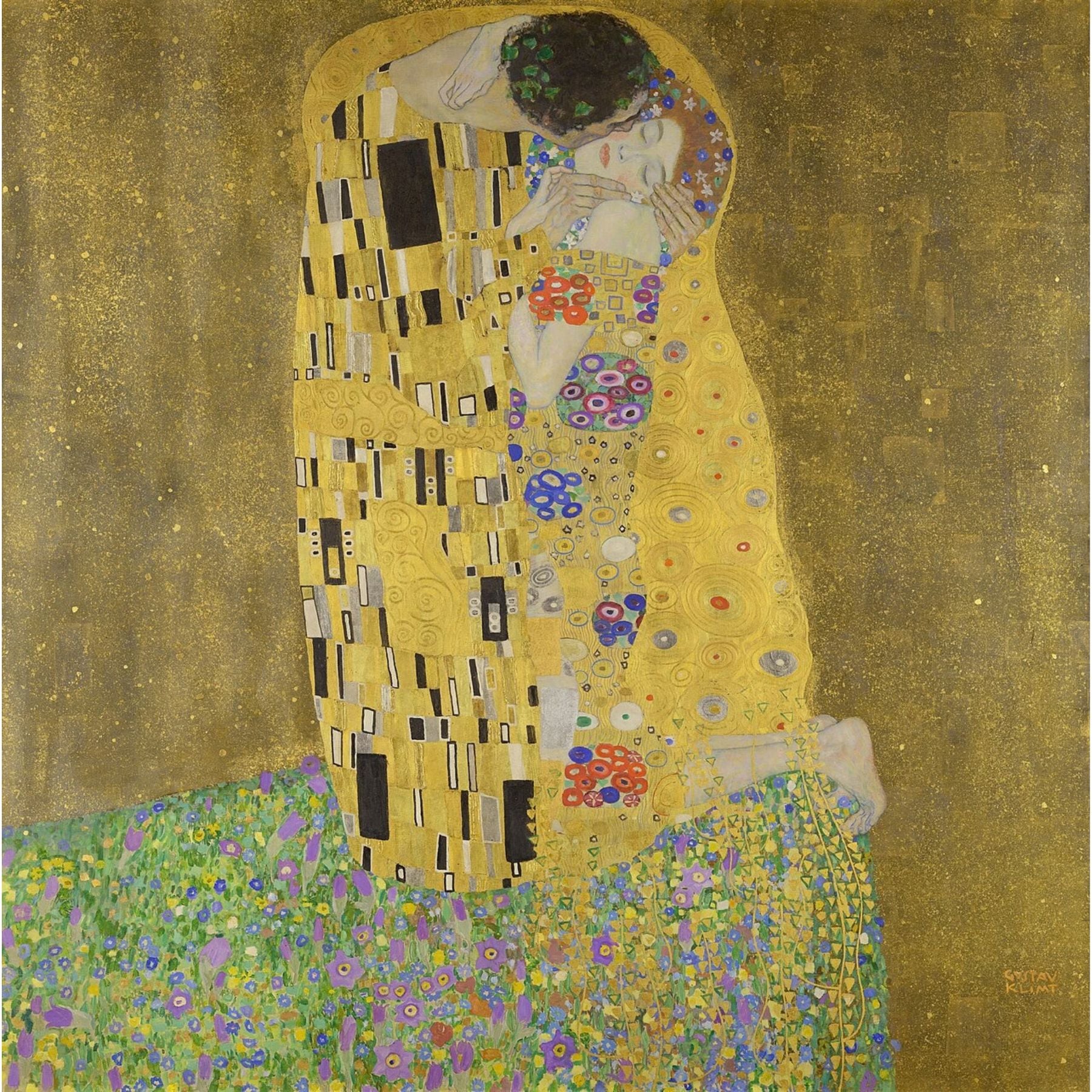 Gustav Klimt, The Kiss (1907–1908). Public domain. Image: Google Art Project.