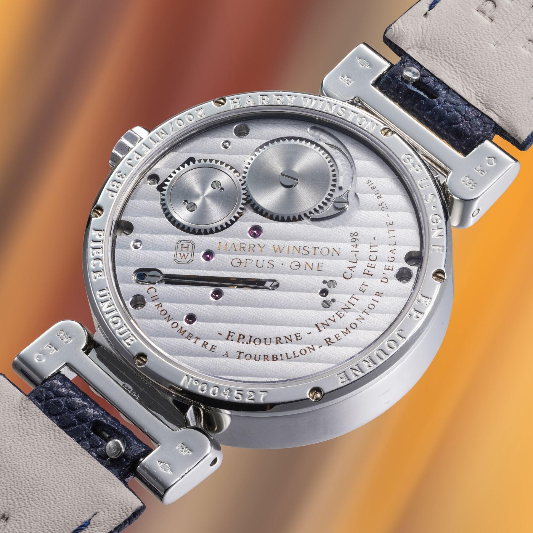 Lot 107: A 2001 Harry Winston and F.P. Journe Opus One Tourbillon Ref. 200/MTFPJ38P in platinum, included in The Geneva Watch Auction XXIV. Estimate: CHF 400,000–800,000