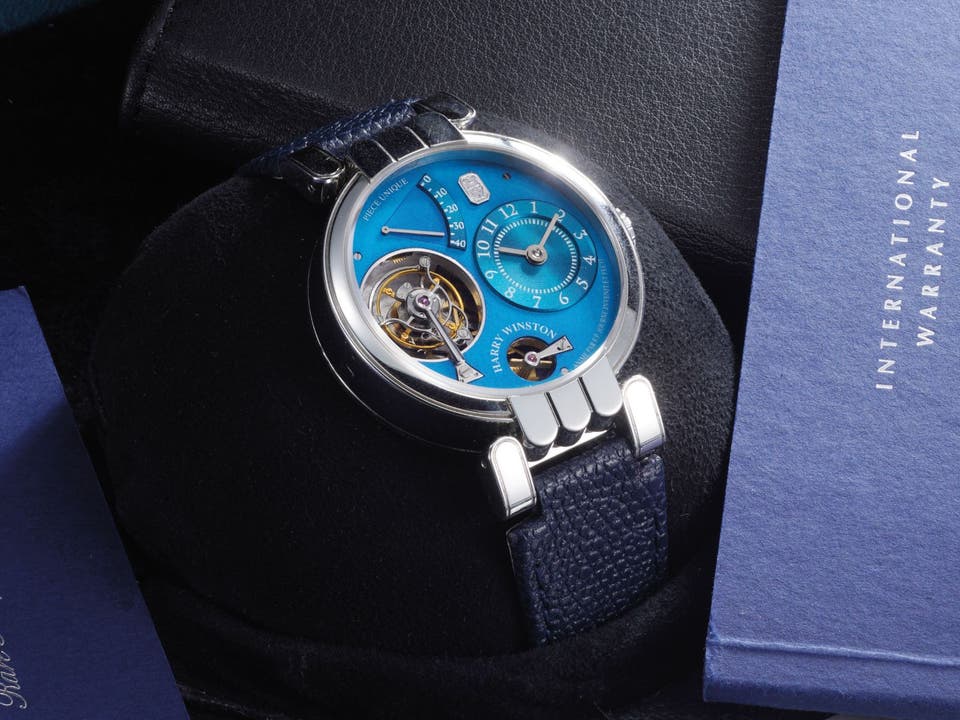 Lot 107: A 2001 Harry Winston and F.P. Journe Opus One Tourbillon Ref. 200/MTFPJ38P in platinum, included in The Geneva Watch Auction XXIV. Estimate: CHF 400,000–800,000