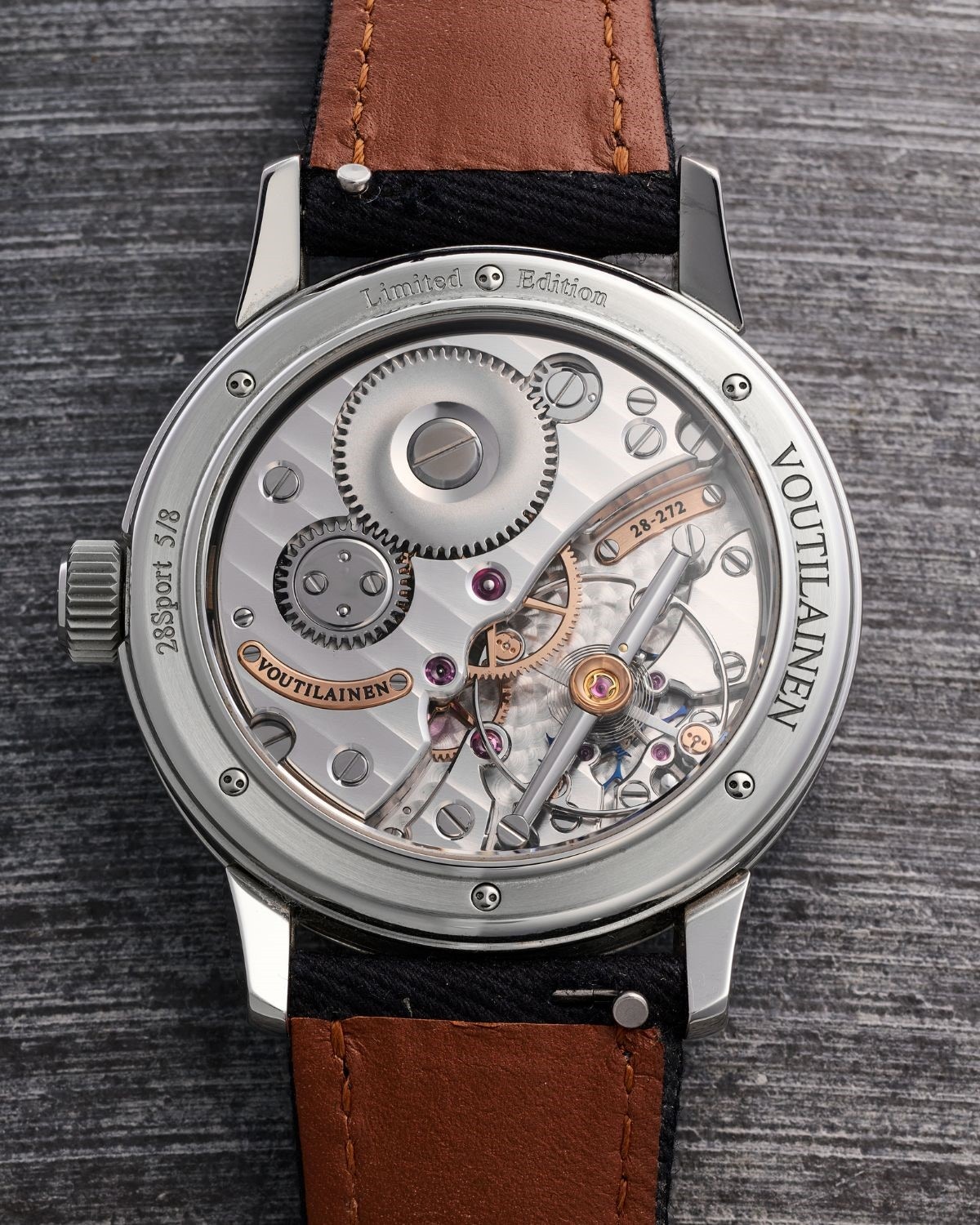 Lot 22: A circa 2021 Voutilainen 28Sport Limited Edition in stainless steel, numbered 5 of 8 pieces, included in the Phillips New York Sessions, Fall 2026. Estimate: USD $120,000–240,000