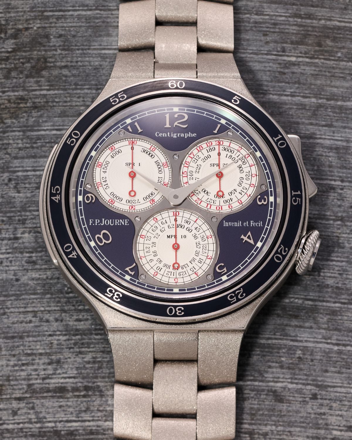 Lot 40: A 2025 F.P. Journe lineSport Centigraphe Souverain in platinum, included in the Phillips New York Sessions, Fall 2026. Estimate: USD $60,000–120,000