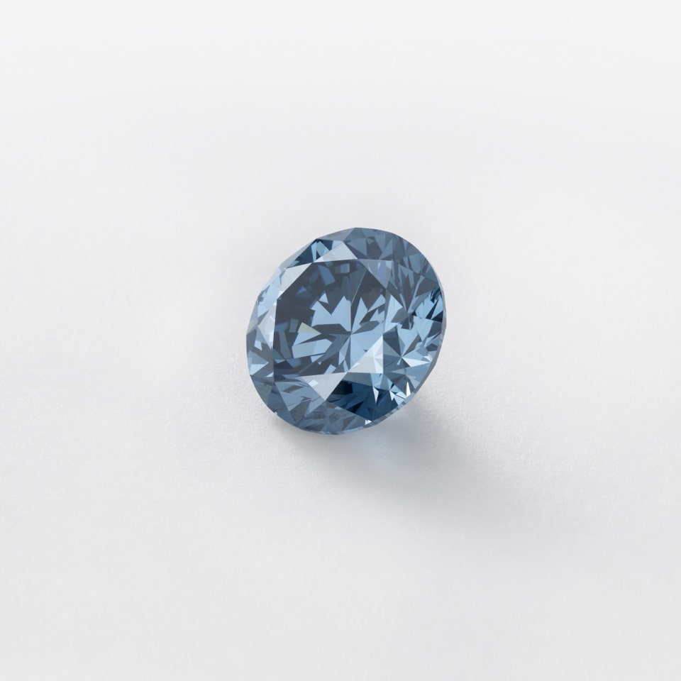 Exceptional Fancy Vivid Blue diamond ring. Brilliant-cut diamond weighing 1.35 carat, Natural Colour, VVS2 Clarity, Excellent Polish and Symmetry.