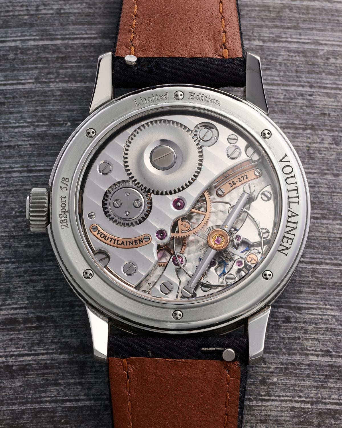 Lot 22: A circa 2021 Voutilainen 28Sport Limited Edition in stainless steel, numbered 5 of 8 pieces, included in the Phillips New York Sessions, Fall 2026. Estimate: USD $120,000–240,000 