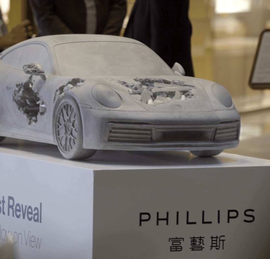 Video - Daniel Arsham's 'Grey Selenite Eroded Porsche' | Phillips